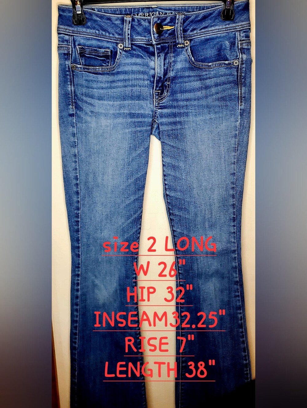 American Eagle Outfitters Blue S2 LONG Kickboot Stretch Jeans AEO Denim X